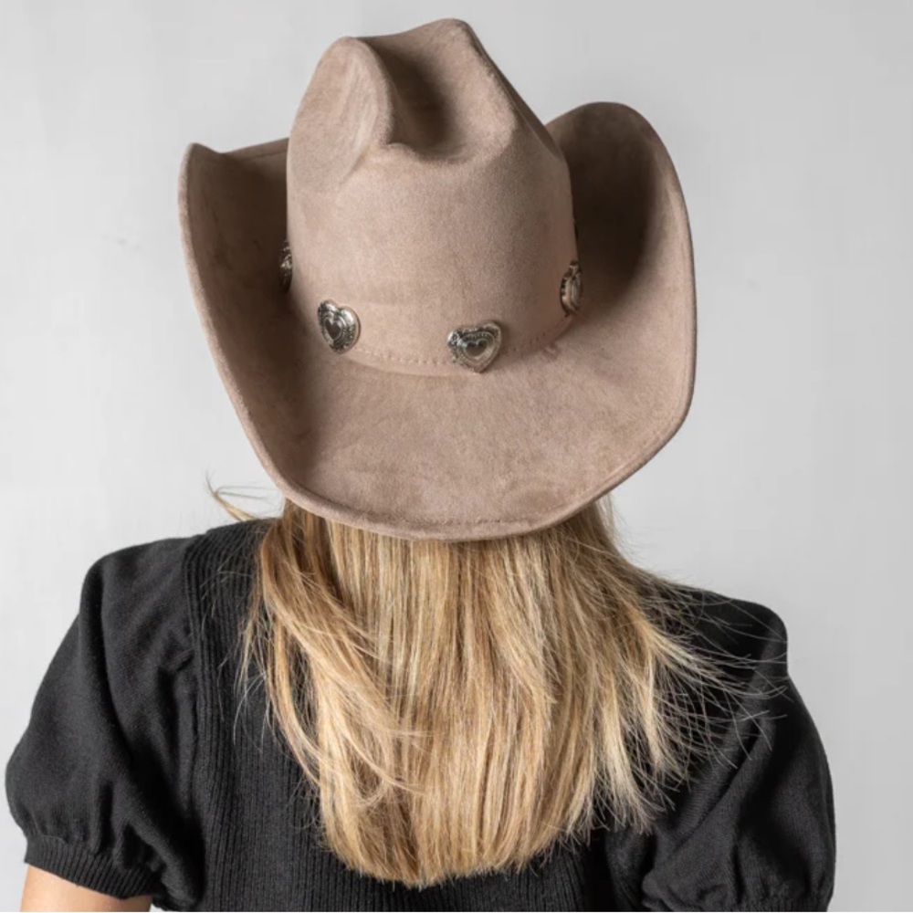 Stylish Taupe Cowboy/ cowgirl Hat with Silver Accents